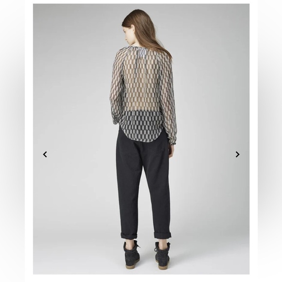 Isabel Marant Étoile - Zinya Top, sheer black/white geometric print- FR 40 US 8 - Picture 3 of 7
